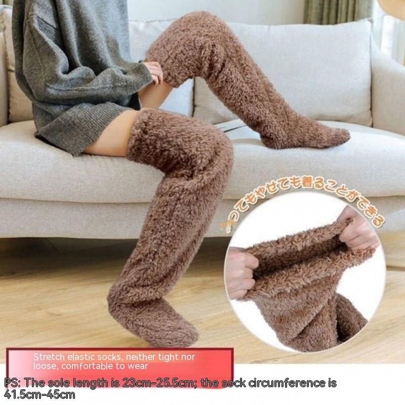 Over Knee High Fuzzy Long Socks Winter Warm Cold Leg Joint Cold-Proof