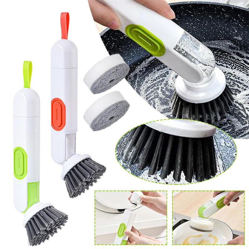 Long-Handle Liquid-Fill Dish Brush - Soap Dispensing Scrubber
