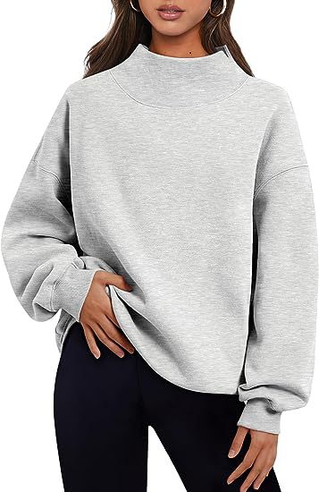 Pullover Sweatshirt Solid Color Loose Tops Round Neck Hoodie Women