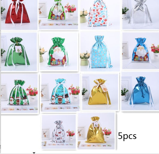 Christmas Gift Wrapping Bag Drawstring Decoration | Xmas Holiday Decor