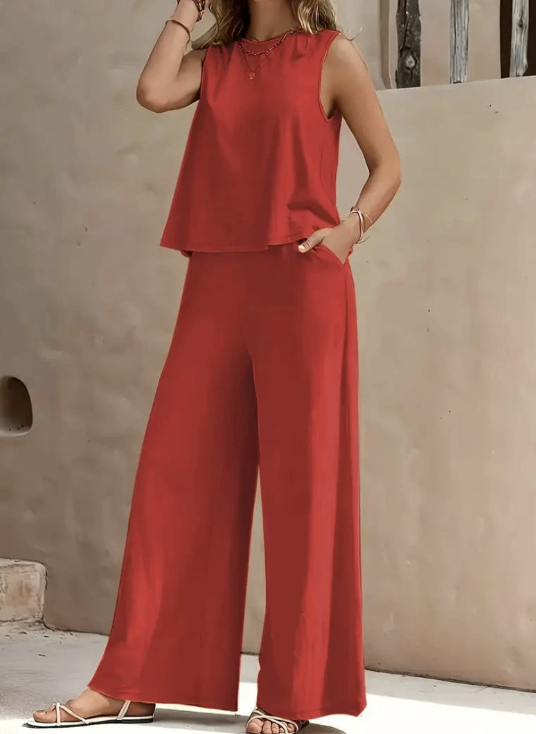 Solid Color Casual Loose Pants Sets for Women Elegant Spring Summer
