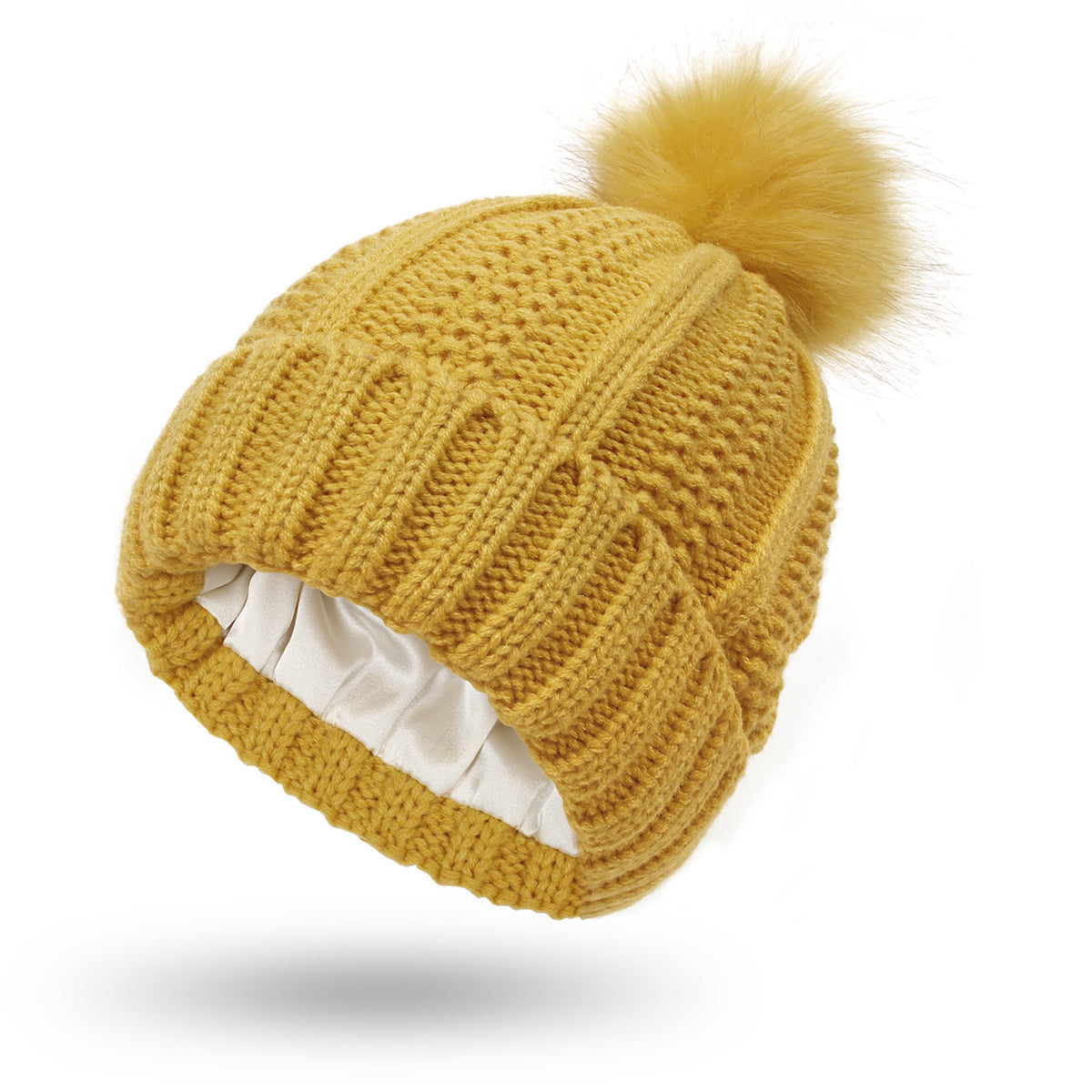 Winter Knitted Hats Fashion Stretchy Lined Skull for Women Faux Fur