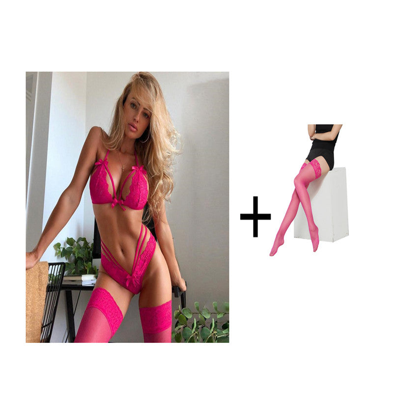 Women’s Bowknot Lace Sexy Lingerie Set