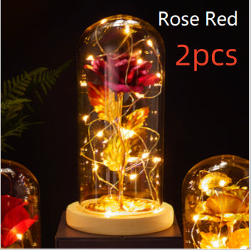 Little Prince Rose in Glass Dome - Eternal Flower LED Gift
