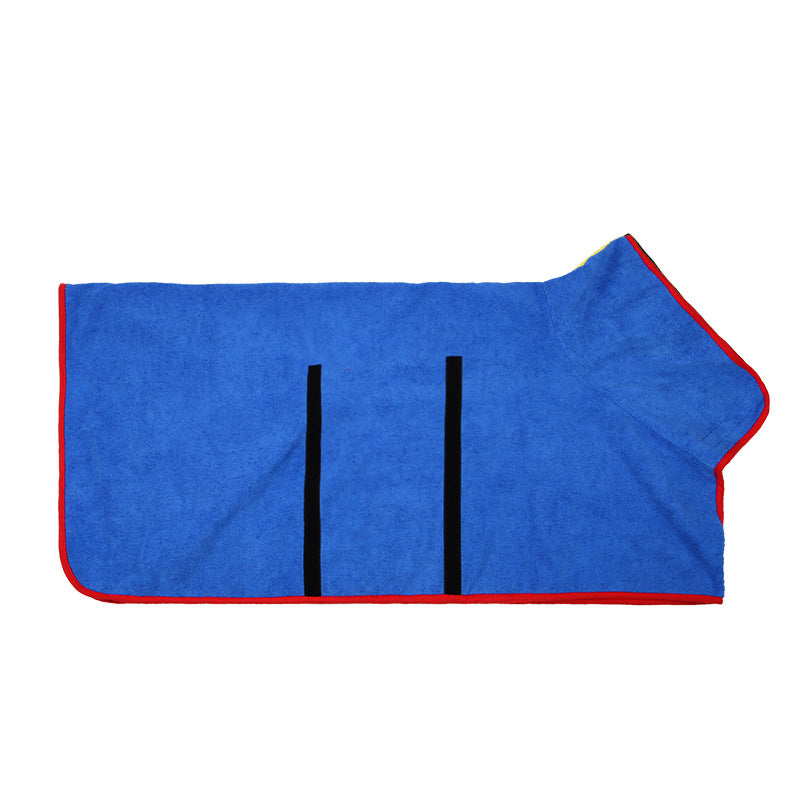 Absorbent Dog Bathrobe with Hood - Microfiber Waist-Wrap Drying Coat