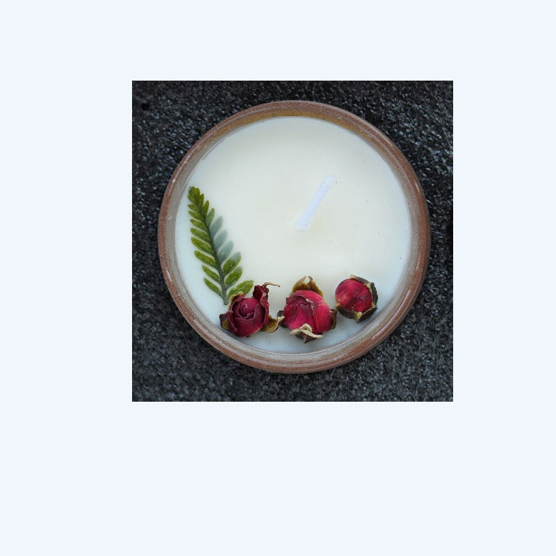 Ceramic Cup Scented Candle with Dried Flowers - Aromatherapy Gift