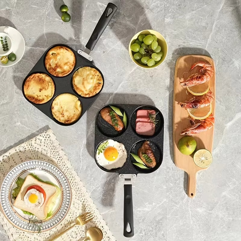 Non-Stick 4-Hole Frying Pan - Egg & Pancake Breakfast Pan
