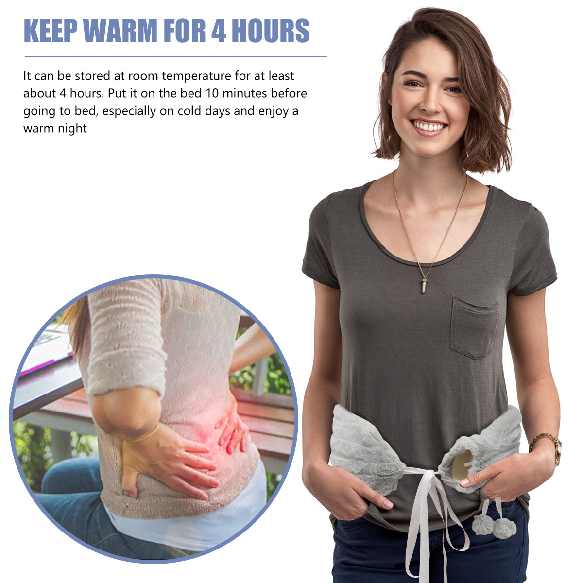 2L Cute Hot Water Bottle with Cover - Portable Belly & Hand Warmer