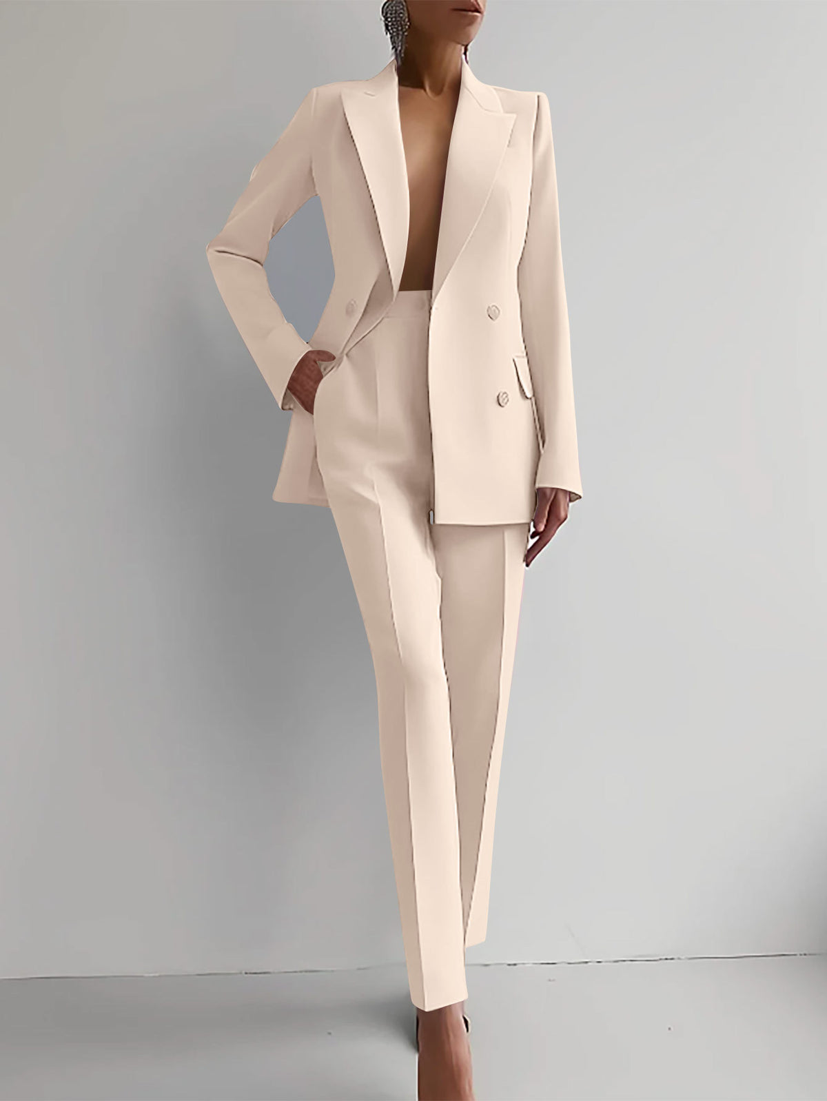 Casual Suits Fashion Long Sleeve Single-Breasted Jacket Top and Slim