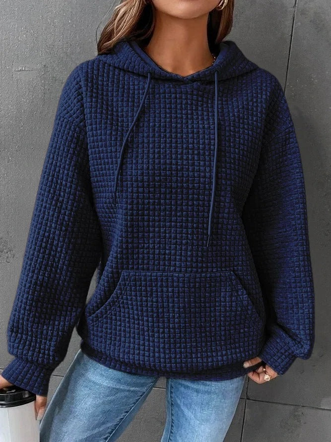 Fashion Waffle Hoodie Sweater Women's Sports Sweatshirt Casual Long