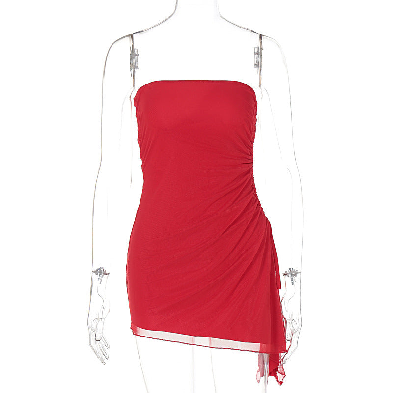 Y2K Tube-Top Split Dress Summer Fashion Backless Short Dresses