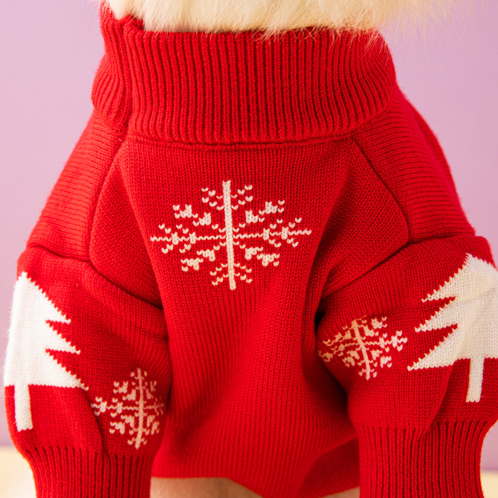 Christmas Tree & Elk Dog Sweater - Warm Knitted Holiday Pet Jumper