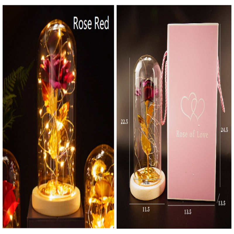 Little Prince Rose in Glass Dome - Eternal Flower LED Gift