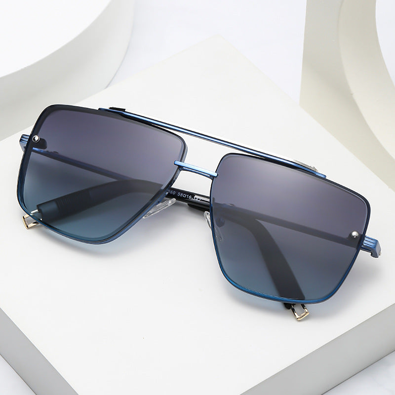 Men’s Double Bridge Metal Sunglasses - Classic Aviator UV Protection Shades