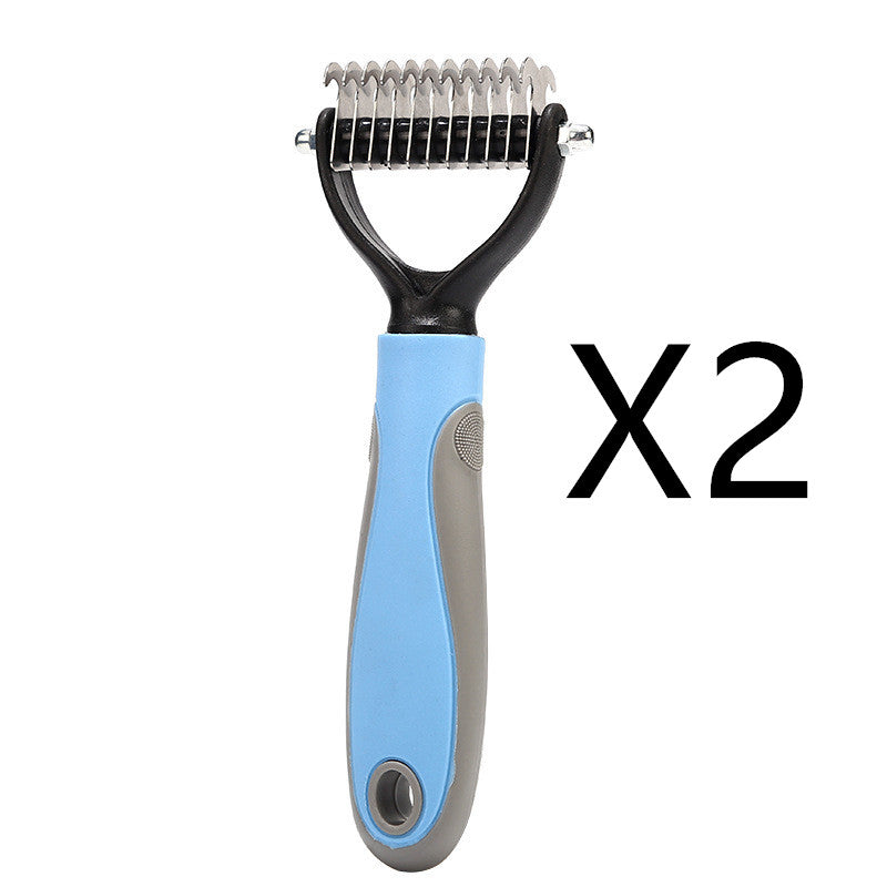 Double-Sided Stainless Steel Pet Brush - Deshedding & Dematting Comb for Dogs and Cats