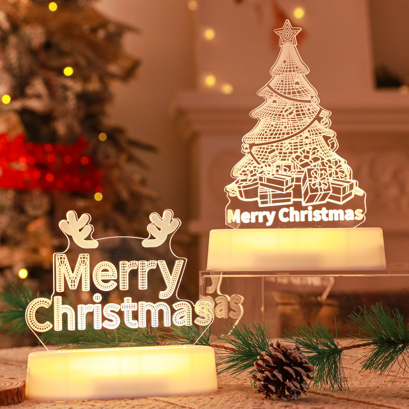 Christmas 3D Acrylic LED Night Light Lamp | Xmas Holiday Decor