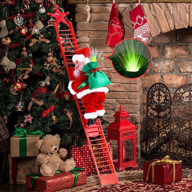 Christmas Santa Claus Climbing Ladder Electric | Xmas Holiday Decor