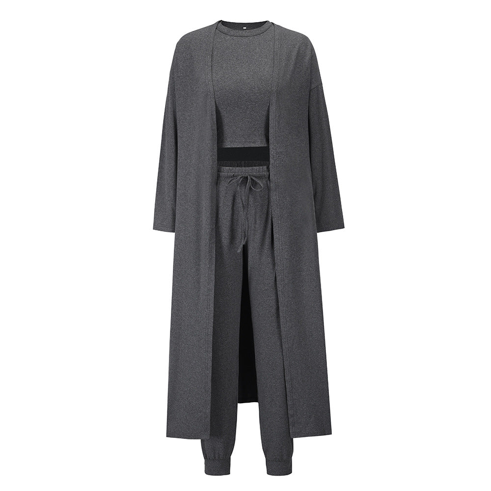 Women's Knitted Slim-Fit Temperament Vest and Trousers Sports Suit