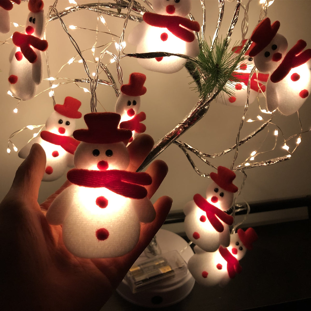 Christmas Plush Snowman Light String Tree Pendant LED Holiday Party
