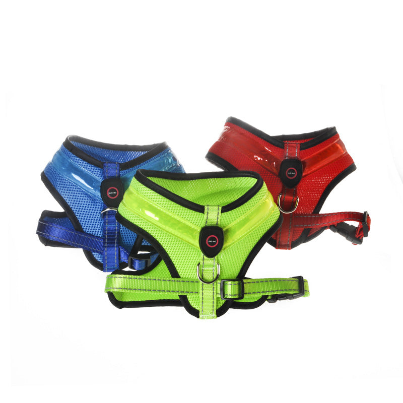 LED Dog Harness Vest - USB Rechargeable Light-Up Reflective Harness