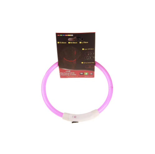 USB Rechargeable Light-Up Dog Collar - Glowing Fibre Optic Safety Necklace (Cut to Fit)
