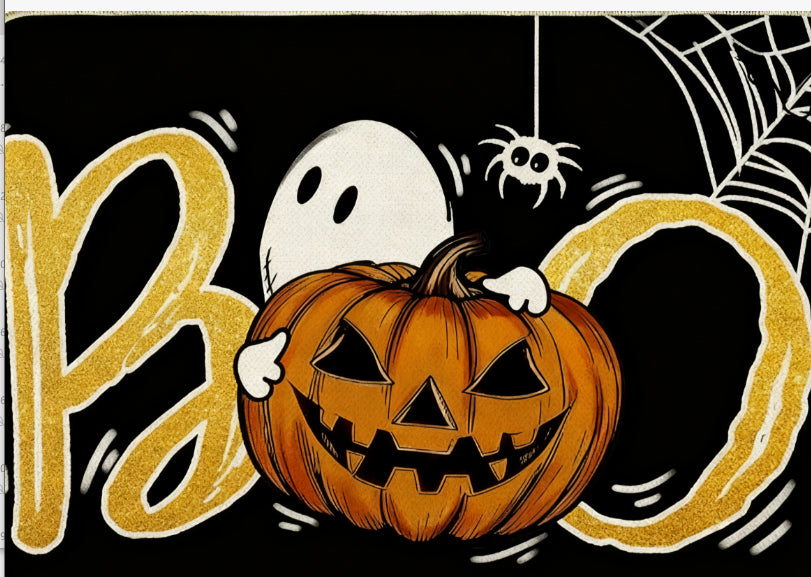 Halloween Doormat - Non-Slip Welcome Mat with Pumpkin & Ghost Designs