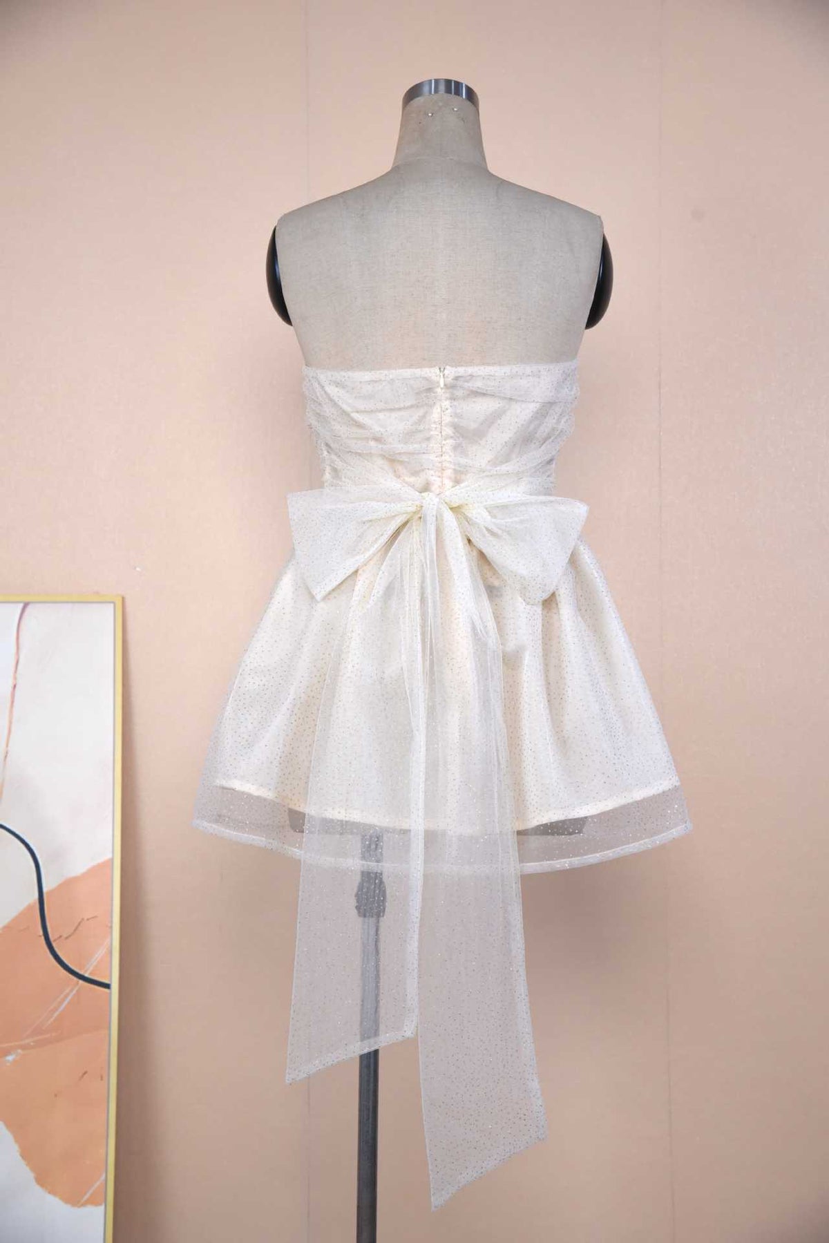 Tube Top Lace Dress with Back Bow-Knot Summer Fashion Temperament