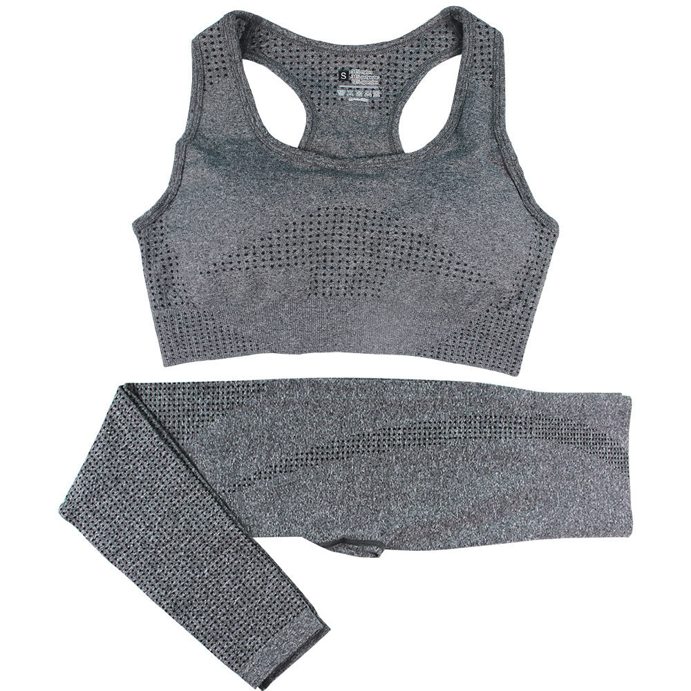 2PCS Seamless Yoga Set Women Tracksuit High Waist Leggings Workout