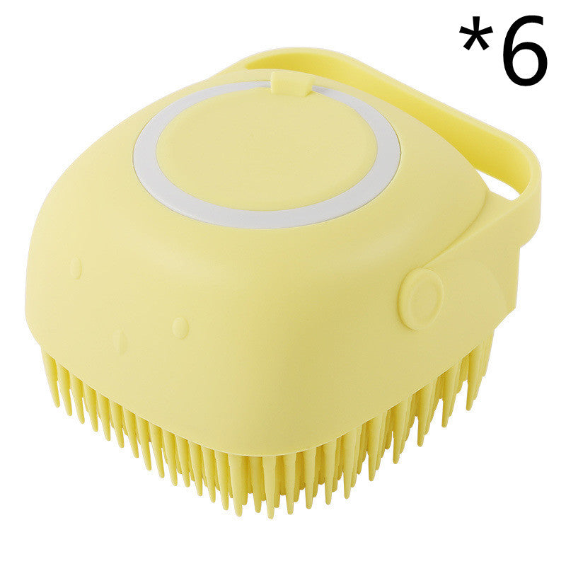 Silicone Dog Bath Brush with Shampoo Dispenser - Massage Grooming Scrubber
