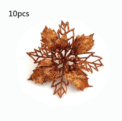 Christmas Glitter Artifical Flowers Tree Decorations for Home Fake