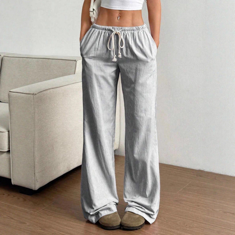 Women's Loose Wide-Leg Pants with Tie Waist