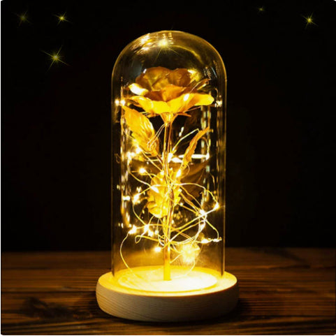 Little Prince Rose in Glass Dome - Eternal Flower LED Gift