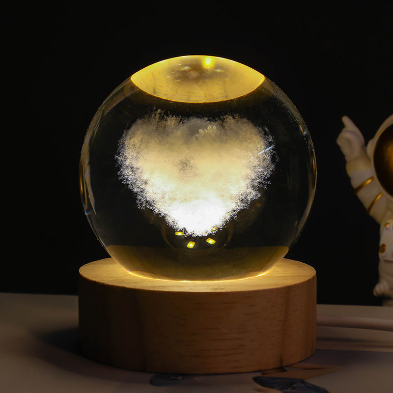Starry Sky Planet Moon Crystal Ball Night Light - Galaxy Decor Lamp