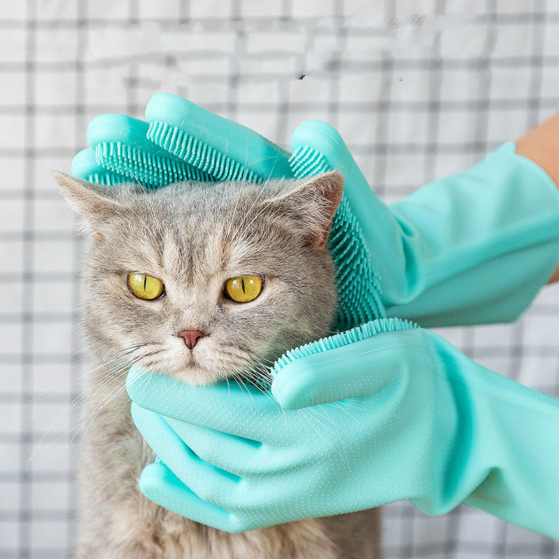 Silicone Pet Grooming Glove - Massage Bath Brush Mitt for Dogs & Cats