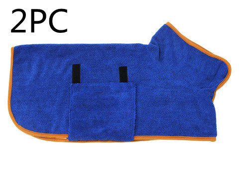 Absorbent Dog Bathrobe with Hood - Microfiber Waist-Wrap Drying Coat
