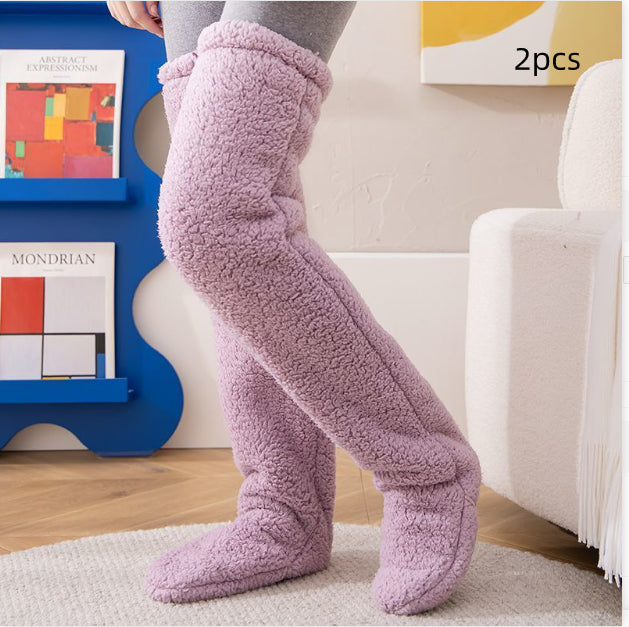 Over Knee High Fuzzy Long Socks Winter Warm Cold Leg Joint Cold-Proof