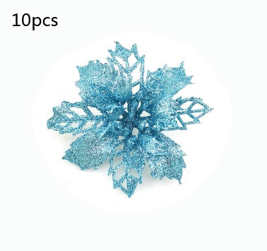 Christmas Glitter Artifical Flowers Tree Decorations for Home Fake