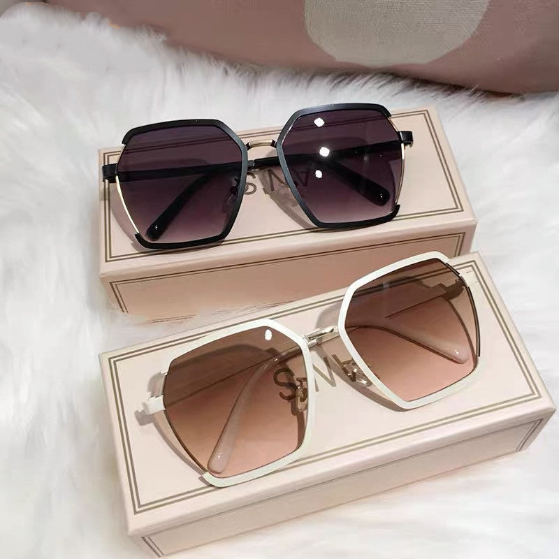 Vintage Half-Frame Sunglasses Summer Oversize Metal Square Eyewear