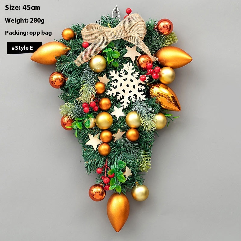 Christmas Decoration Upside Down Tree Horn Rattan Wreath | Xmas Holiday Decor