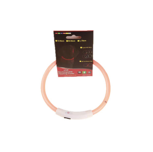 USB Rechargeable Light-Up Dog Collar - Glowing Fibre Optic Safety Necklace (Cut to Fit)