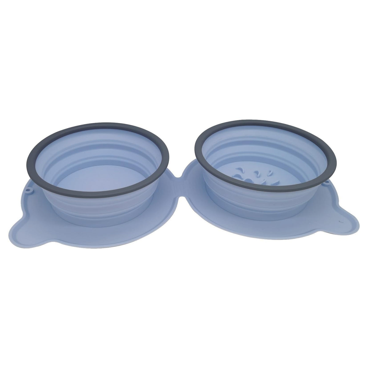 Collapsible Silicone Double Dog Bowl - Portable Travel Food & Water Bowl