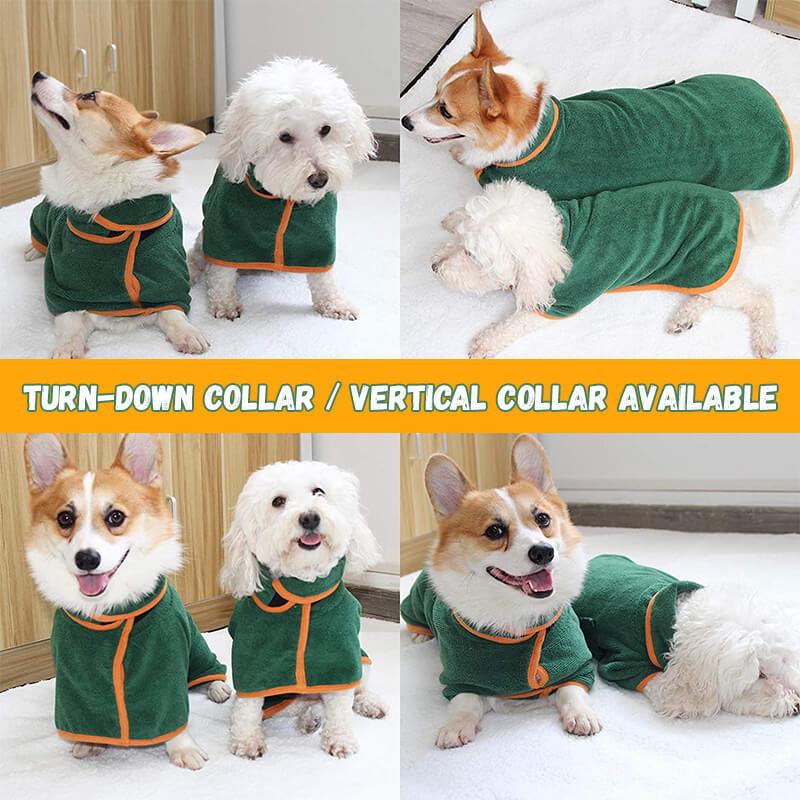 Absorbent Dog Bathrobe with Hood - Microfiber Waist-Wrap Drying Coat