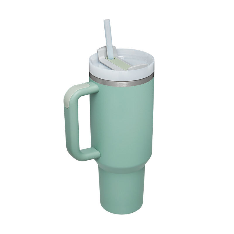 40oz Insulated Tumbler with Handle & Straw - Stainless Steel Leakproof Travel Mug