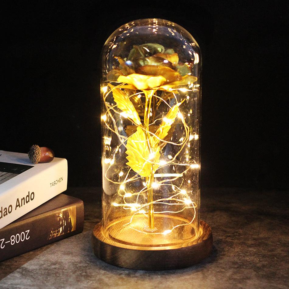 Little Prince Rose in Glass Dome - Eternal Flower LED Gift