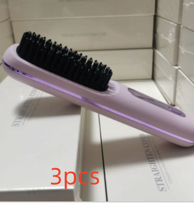 2-in-1 Straight Hair Comb Wireless Straightener Brush Fast Heating