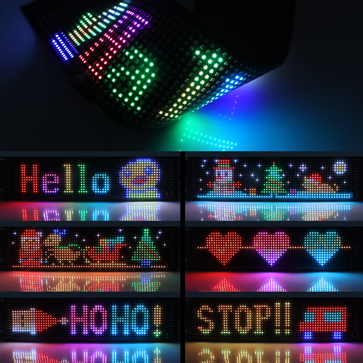 USB Programmable LED Pixel Matrix Flexible Screen - DIY Scrolling Text & Animation Panel