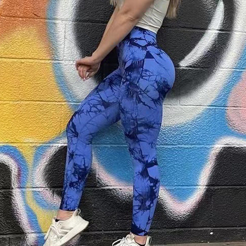Tie Dye Leggings Women Fitness Yoga Pants Seamless Push Up Workout