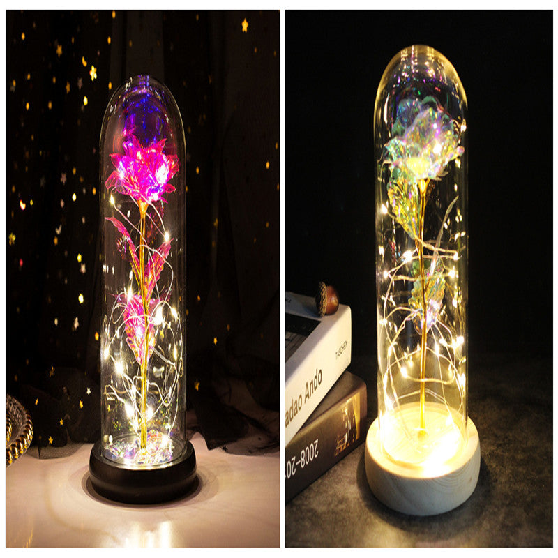 Little Prince Rose in Glass Dome - Eternal Flower LED Gift