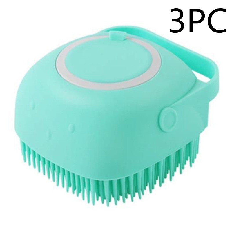 Silicone Dog Bath Brush with Shampoo Dispenser - Massage Grooming Scrubber
