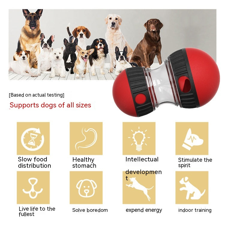 Dumbbell Treat Dispensing Dog Toy - Slow Feeder Tumbler Puzzle for Smart Dogs
